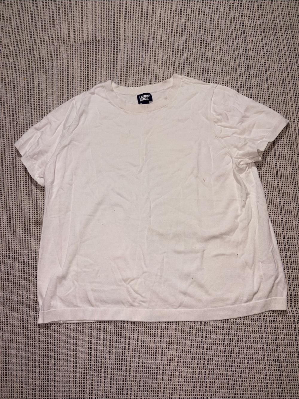 LAND'S END Women's Short Sleeves Cotton T-Shirt Size 2X In White